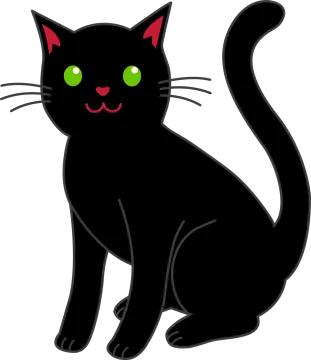 a black cat with green eyes