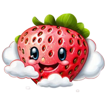 a strawberry in the clouds