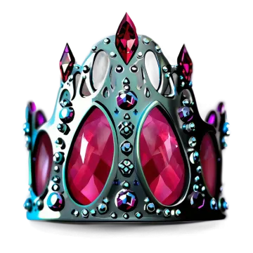 a silver crown with pink and blue jewels