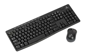 a computer keyboard and mouse on a white background
