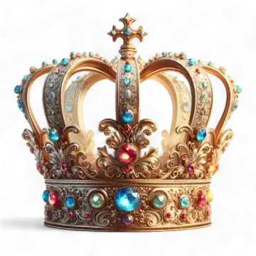 a gold crown with colorful gems on it