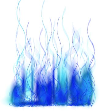 a blue flame on a white background