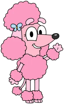 a pink poodle dog cartoon character