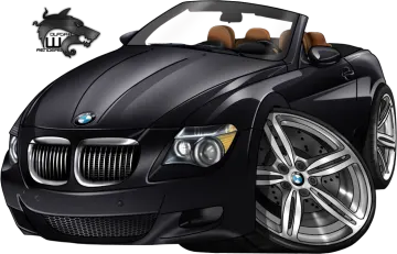 a black bmw convertible car with wheels and tires