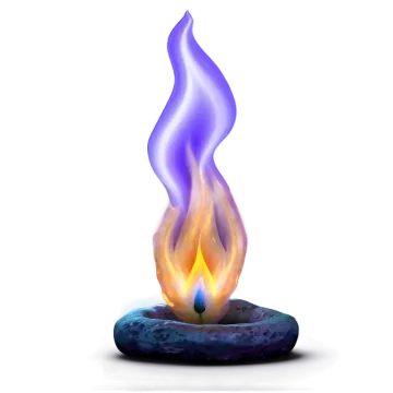 a blue and yellow flame on a white background