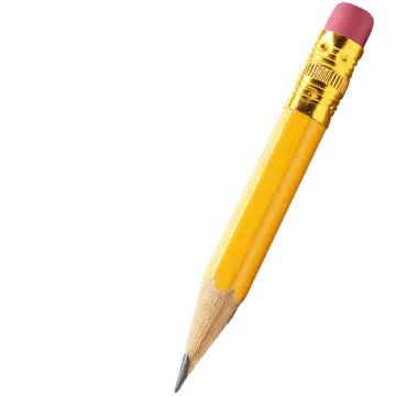 a yellow pencil with a pink eraser on it
