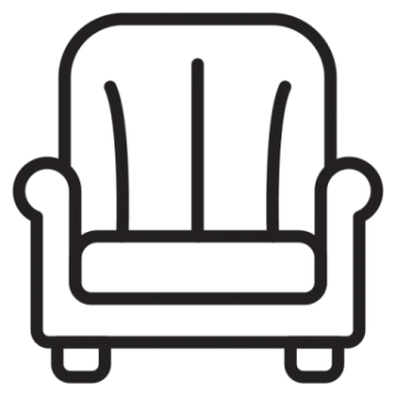 a black and white icon of a chair