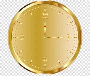 a gold clock on a transparent background