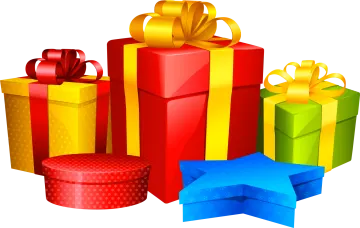 a pile of colorful gift boxes with bows