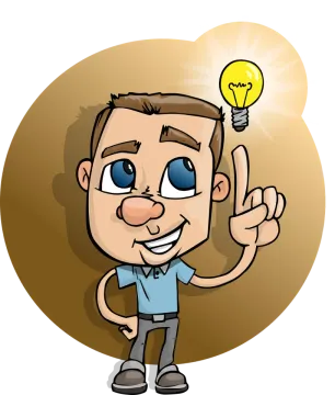 a cartoon man with a light bulb on his head