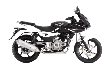 a black and white motorcycle on a white background