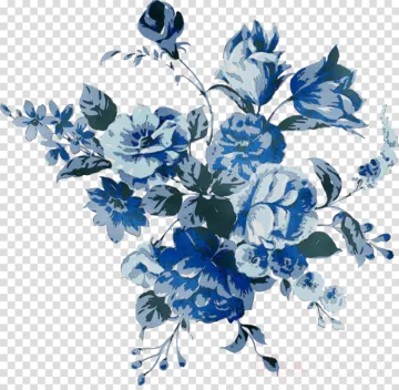 a bouquet of blue flowers on a transparent background