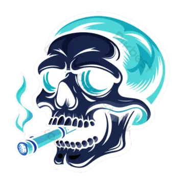 a skull with a cigarette in its mouth