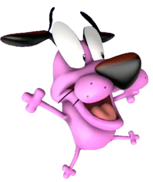 a cartoon dog running with its mouth open
