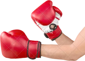 a man wearing red boxing gloves