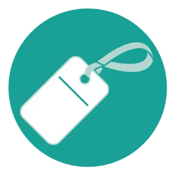a green circle with a white tag on it