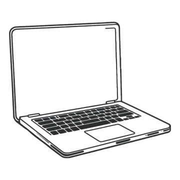 a black and white drawing of a laptop