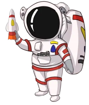 an astronaut with a rocket in his hand