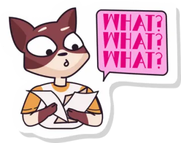 a cat with a speech bubble that says what what?