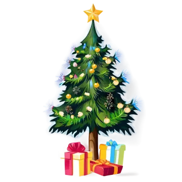 a christmas tree with presents around it