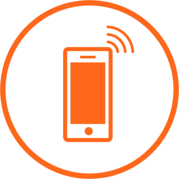 an orange icon of a cell phone