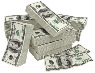 a pile of money on a white background