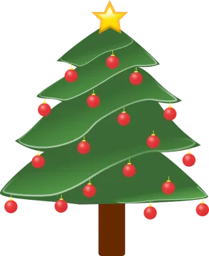 a christmas tree with red balls on it