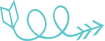 a white and blue logo with an arrow in the middle