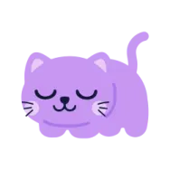 a purple cat with its eyes closed