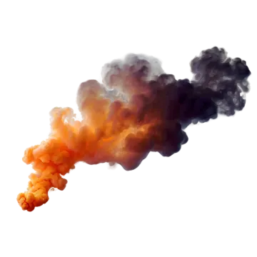 orange and black smoke on white background