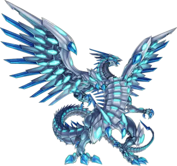 a blue and white dragon with wings