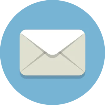 a blue circle with an envelope icon