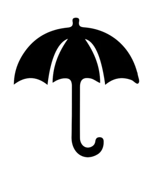 a black and white silhouette of an umbrella