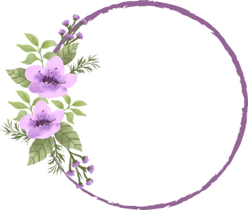 a circle with purple flowers on it