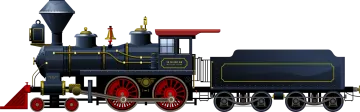a black and red train on a white background
