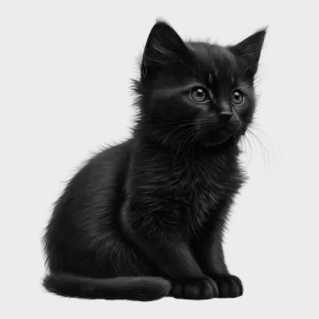 a black kitten sitting down on the floor