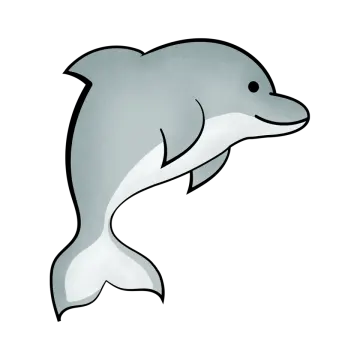 a drawing of a dolphin on a white background