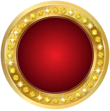 a red button with gold stars on it