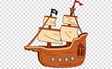 a cartoon pirate ship on transparent background