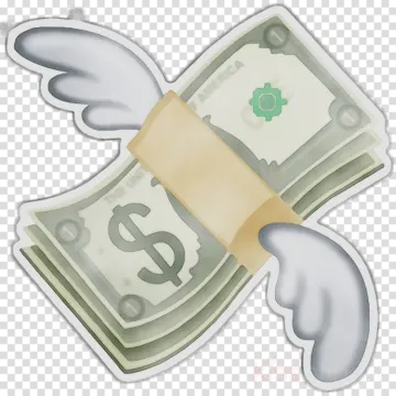 a dollar with angel wings on top of it