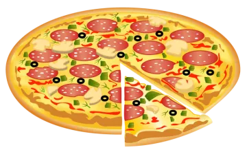 a pizza with a slice missing from it