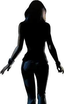 a silhouette of a woman in black and white