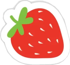 a strawberry sticker on a white background
