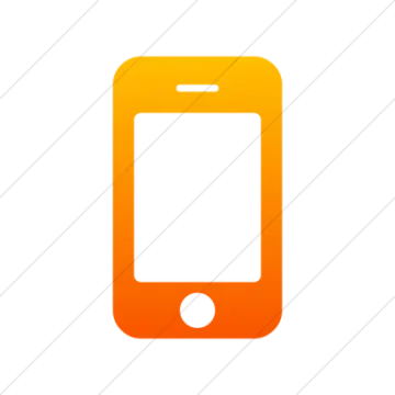 an orange phone with a white screen