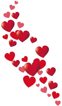 a bunch of red hearts flying in the air