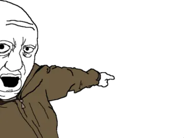 a cartoon drawing of a man with an angry expression