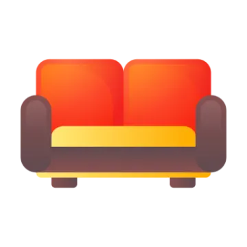 a red and yellow couch