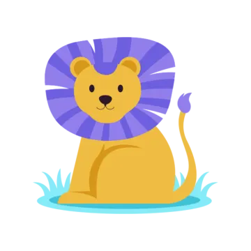 a cartoon lion sitting in the grass