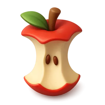an apple with a green leaf on top
