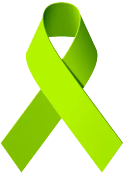 a green ribbon on a white background